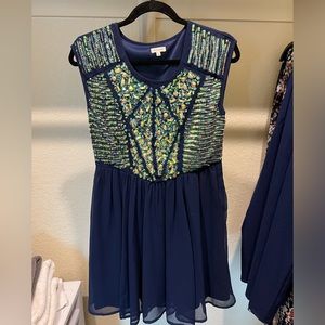Jewel and sequin navy dress